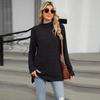 Women S High Neck Loose Long Sleeve Split T Shirt Top