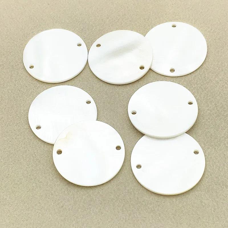 New Arrival! 25/30mm 100pcs Natural Shell Double Hole Connectors Round Charm For Handmade Jewelry Necklace/Earrings DIY Making
