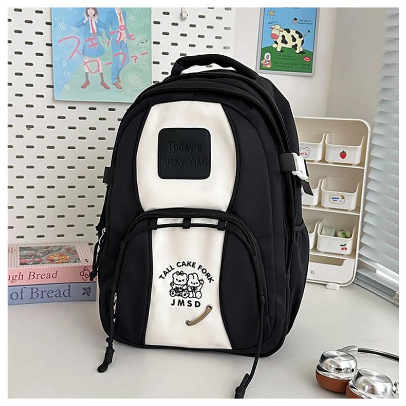 High Value, Fresh and Sweet, Contrasting Color Splicing Backpack, Girl Junior High School Student Lightweight Backpack