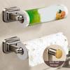 Wall Mounted Suction Cup Paper Towel Holder Space Aluminum Easy Install Cling Film Storage Rack Space Saving Durable