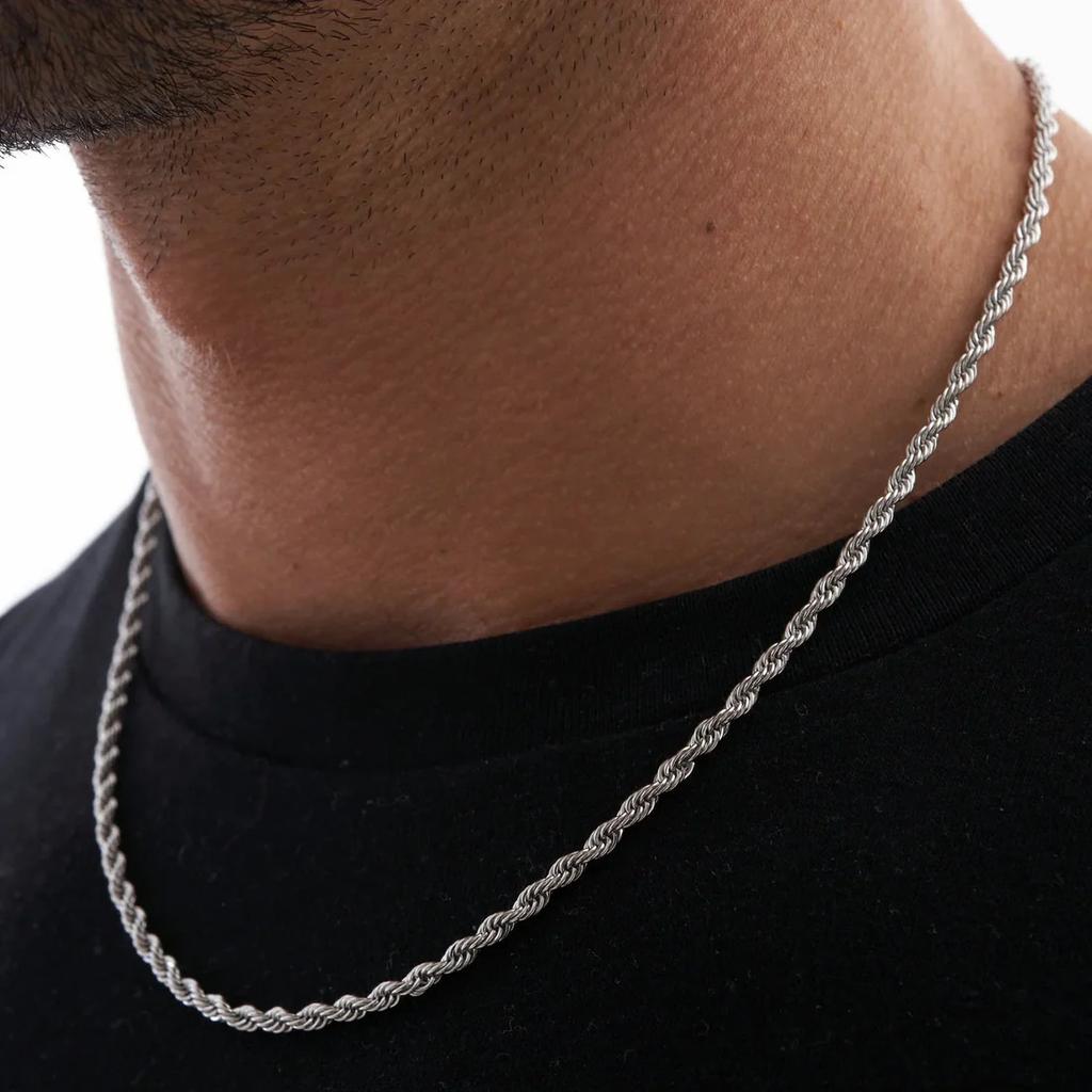 European American Stainless Steel Fried Dough Twists Chain Necklace Jewelry for Men and Women 18K Gold Titanium Steel Necklace