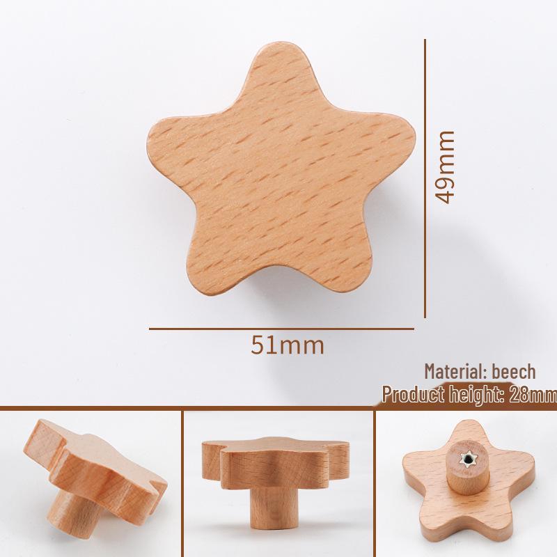Solid Wood Cartoon Drawer Pull Knob for Children's Room
