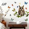 Bathroom Glass Privacy Film Owl Butterfly Wall Sticker Forest Animal Illustration Decorative Decals Waterproof Decal Removable Stickers for