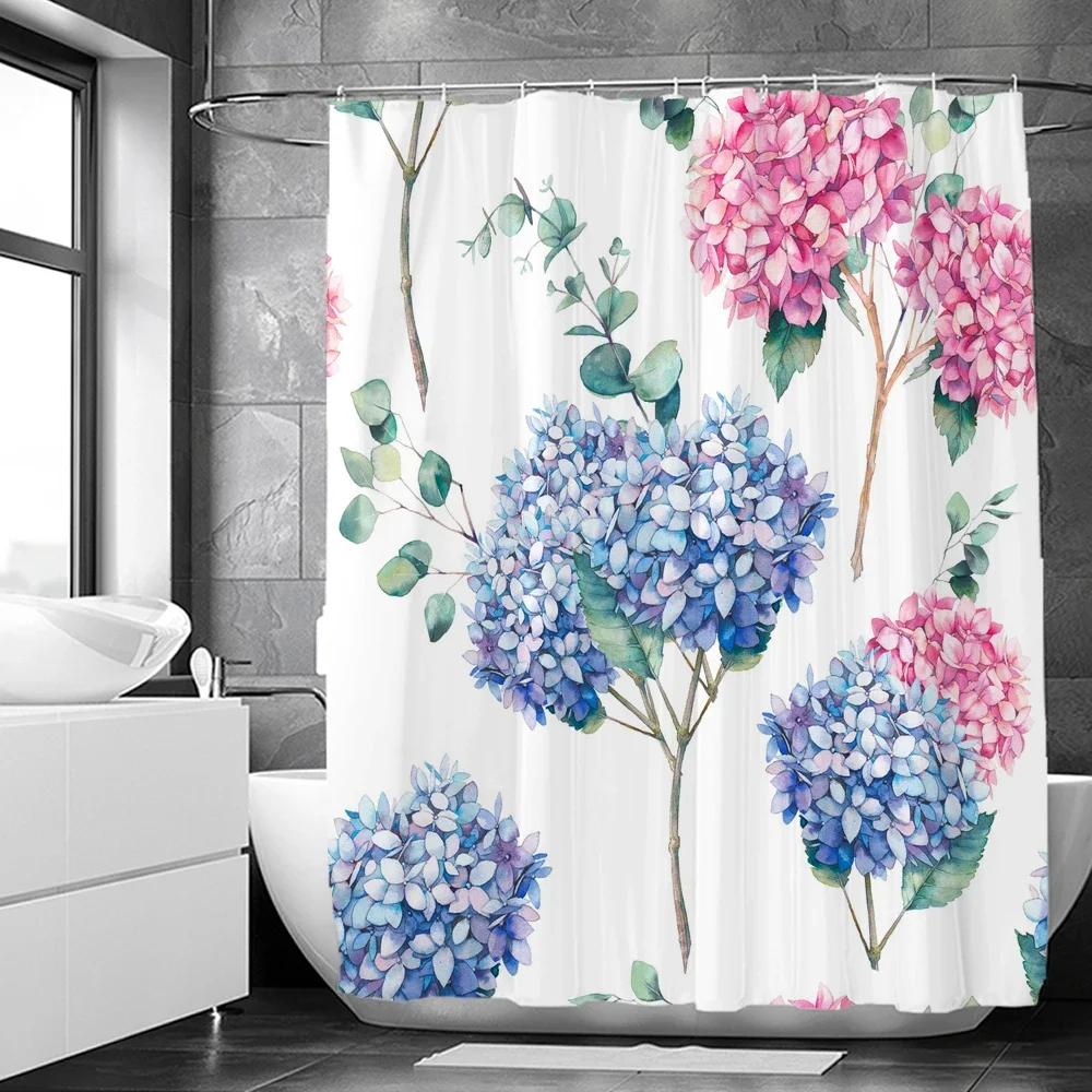 Elegant Floral Flowers Retro Rose Shower Curtain Polyester Bath Curtain Bathroom Decor Washable With Hook