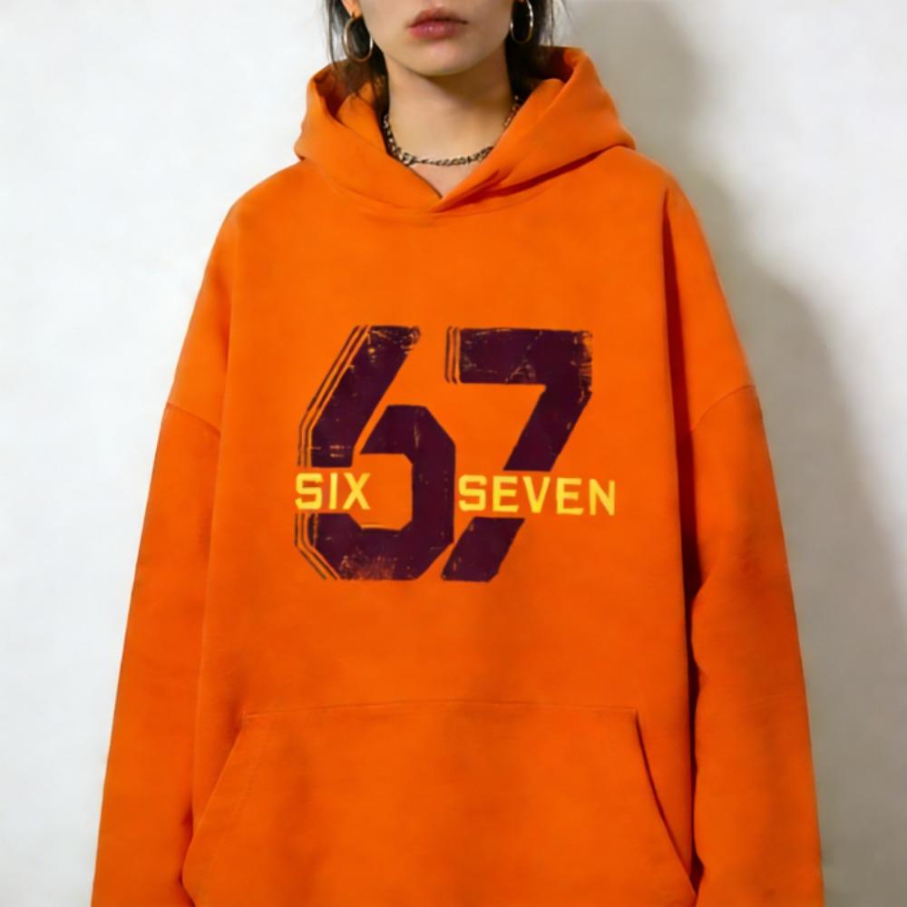 Europe and America Fashion 67 Print Hoodies Men Women Long Sleeve Pullover Casual Hoodies Sweatshirt Clothing