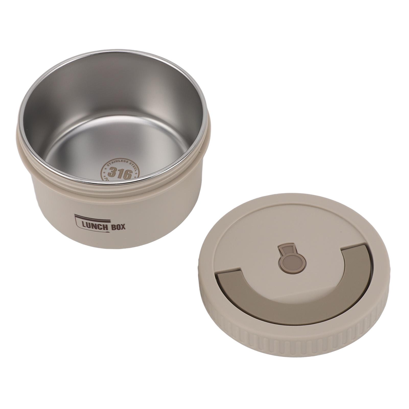 

Bento Box Round 600ml Lunch Container Stainless Steel Tight Sealing Leakage Proof Insulated Portable Food Storage beige