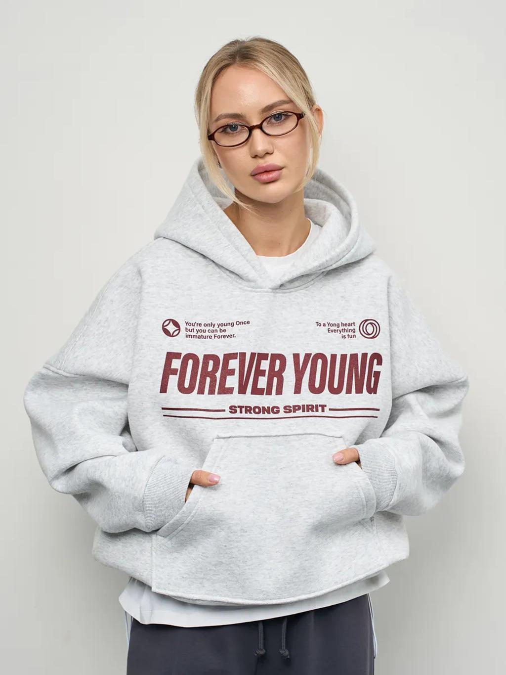 

Women s Cross-Border Letter Print Casual Hooded Pullover Sweatshirt - American & European Plus Size XL