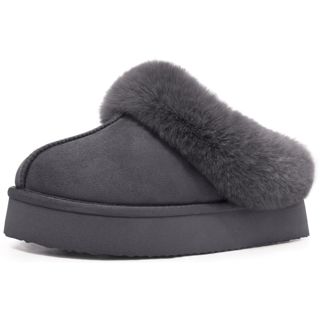 Fashion Shevalues Winter Furry Slippers for Women Fluffy Cozy Warm Indoor Slippers Faux Fur Bedroom Home Slides Outdoor Plush Slippers
