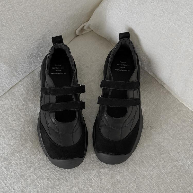 

5Cm shallow mouth thick sole small leather shoes women s genuine leather muffin Mary Jane shoes 2025 new autumn color matching casual shoes 34