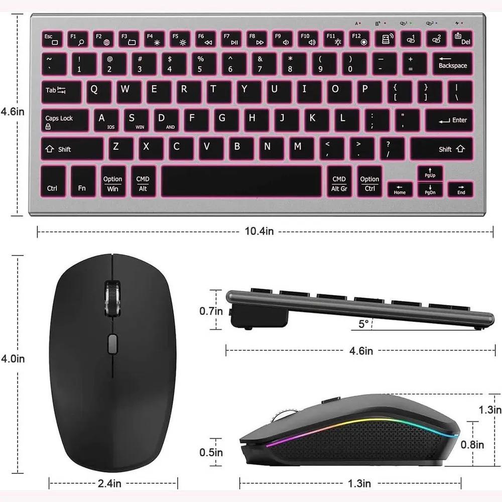 Ultra-thin Backlit Wireless Keyboard & Mouse Set - 2.4G Rechargeable Bluetooth for Office Use
