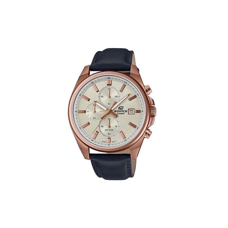 

Casio EDIFICE quartz movement leather strap Japanese and Korean watch men s watch gold dial EFV-610CL-7AV золотий