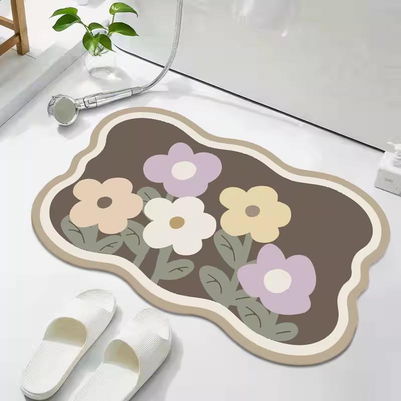 Diatom Mud Quick-Dry Anti-Slip Bathroom Floor Mat – Water-Absorbing Entrance Carpet