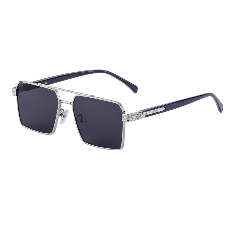 Lunettes de soleil rétro à double faisceau en métal pour homme, style boîte de conduite, lunettes de soleil pour homme