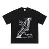 Gedrucktes Kurzarm-Freizeit-Vintage-Streetwear-T-Shirt aus Baumwolle