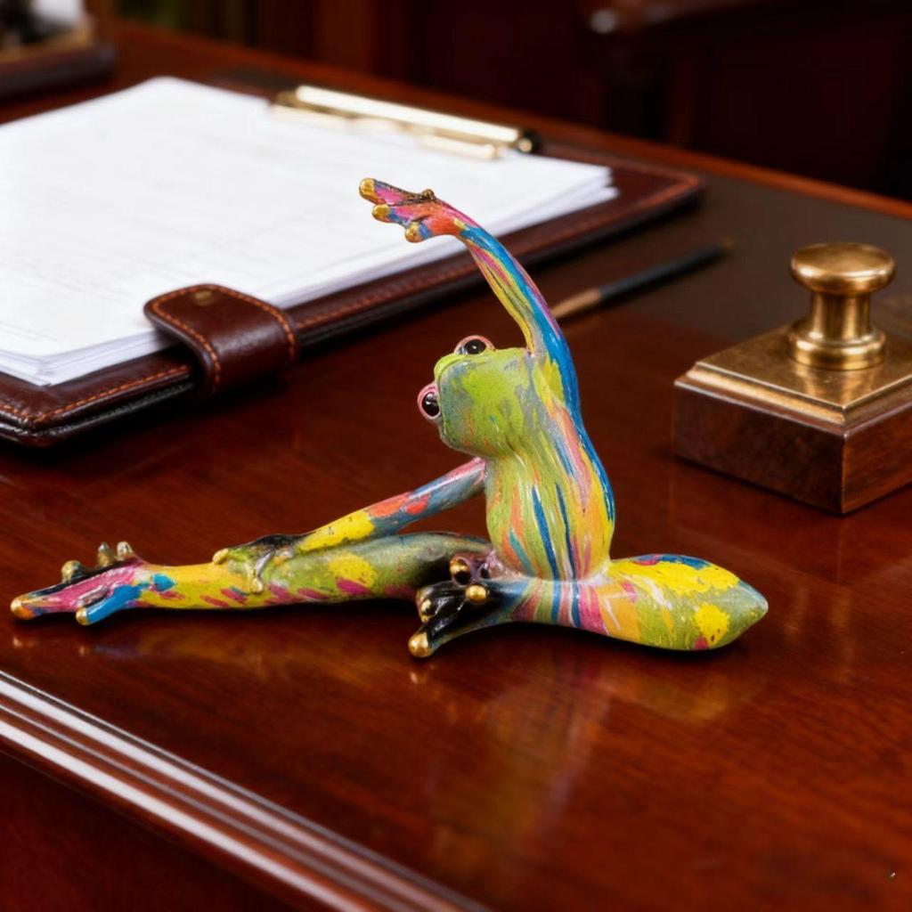Resin Yoga Frog Ornaments for Office, TV, or Wine Cabinet Decor