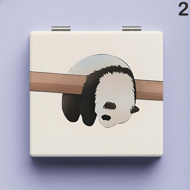 

Милое складное зеркало для макияжа с пандой, квадратное зеркало для туалетного столика, портативные ручные зеркала, косметические инструменты