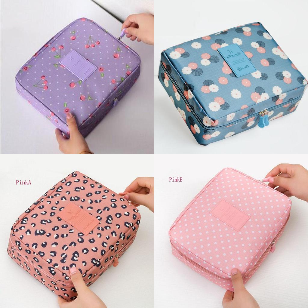 High-end Floral Nylon Zipper Women Makeup Bag And Spacious Cosmetic Case Organizer