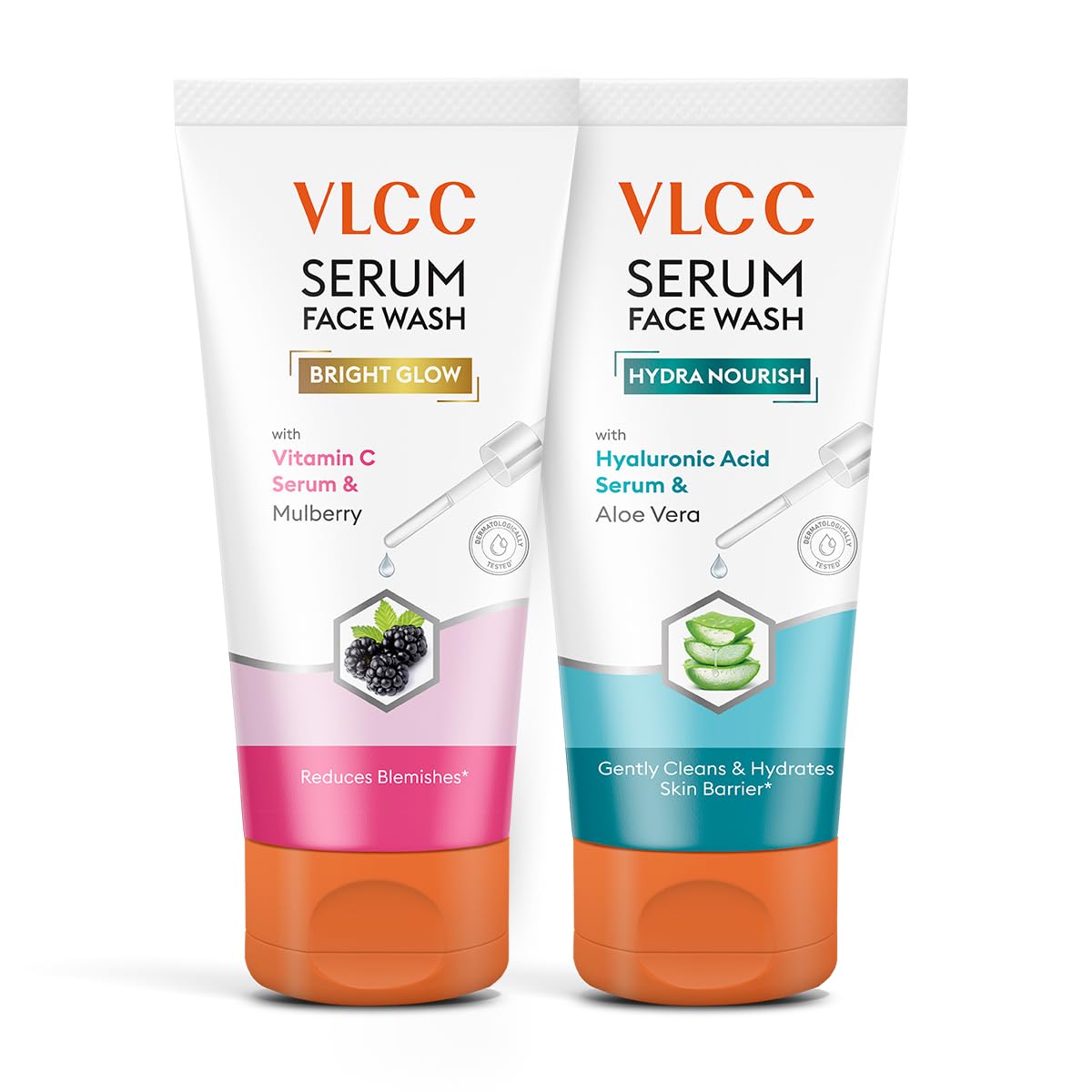 

VLCC Vitamin C & Mulberry Serum Facewash 150 ml Pack of 2 for Brightening Hydrated Glowing Skin AM & PM