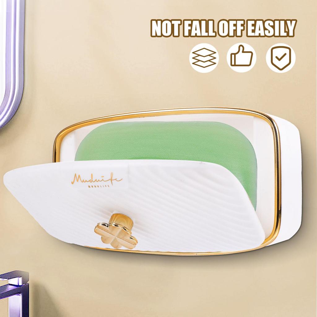 Wall Mount Box ABS Plastic Bathroom Container Drain Holder Travel Soap Drain Holder St Break Proof Storage Portable Dish