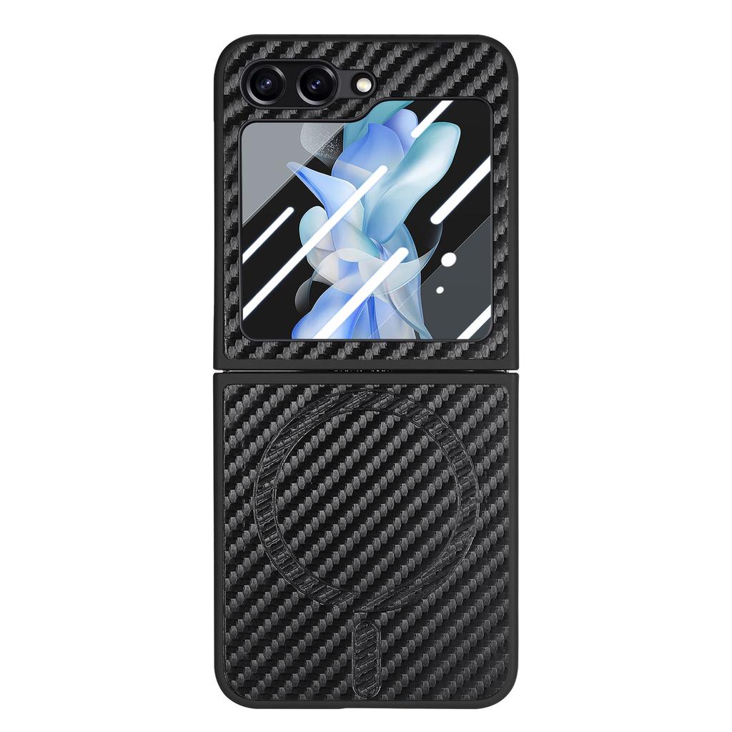 For Samsung Galaxy Z Flip5 5G Case Compatible with MagSafe Leather+PC Cover with Rear Screen Film