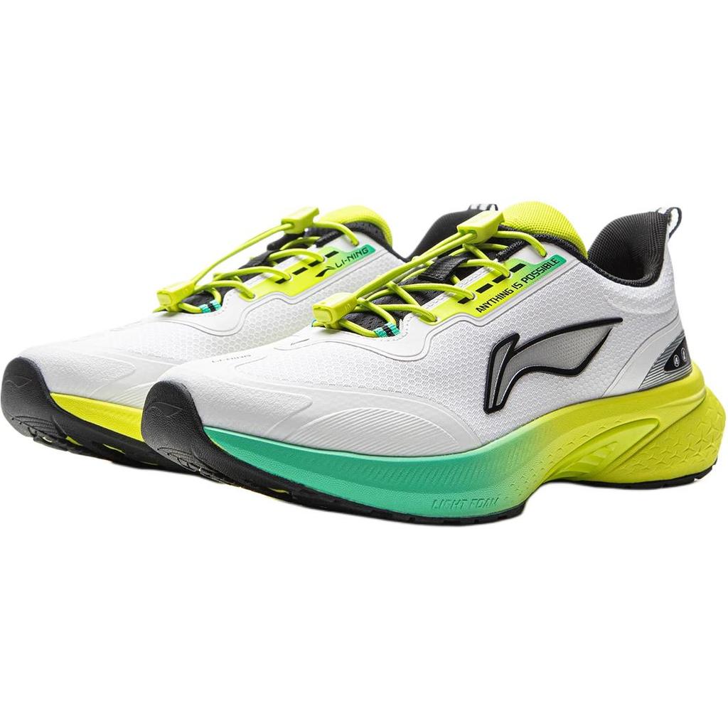 Li Ning Kids Xun Hang 2 V2 Classic Versatile Durable Rebound Breathable Support Low Top Running Shoes Kids Running Shoes White Green YKFV050-7