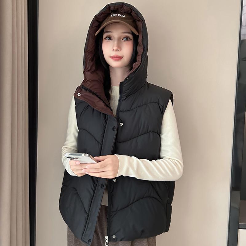 Fashion Winter Sleeveless Vest Woman Warm Outerwears Hooded Casual Thick Women's Jackets