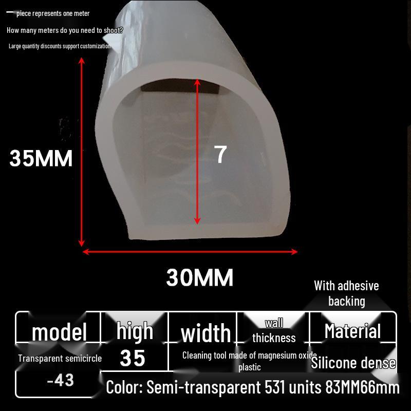 Samolepicí silikonový těsnicí profil ve tvaru D: Vysokoteplotně odolná, nárazuvzdorná, zvukotěsná, průhledná těsnicí lišta na dveře a okna.