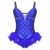 Body da Donna Scintillante con Strass e Piume Scollo a V Profonda Spalline Sottili Regolabili Body con Spalline Incrociate Schiena Scoperta per Nightclub Festa Spettacolo sul Palco
