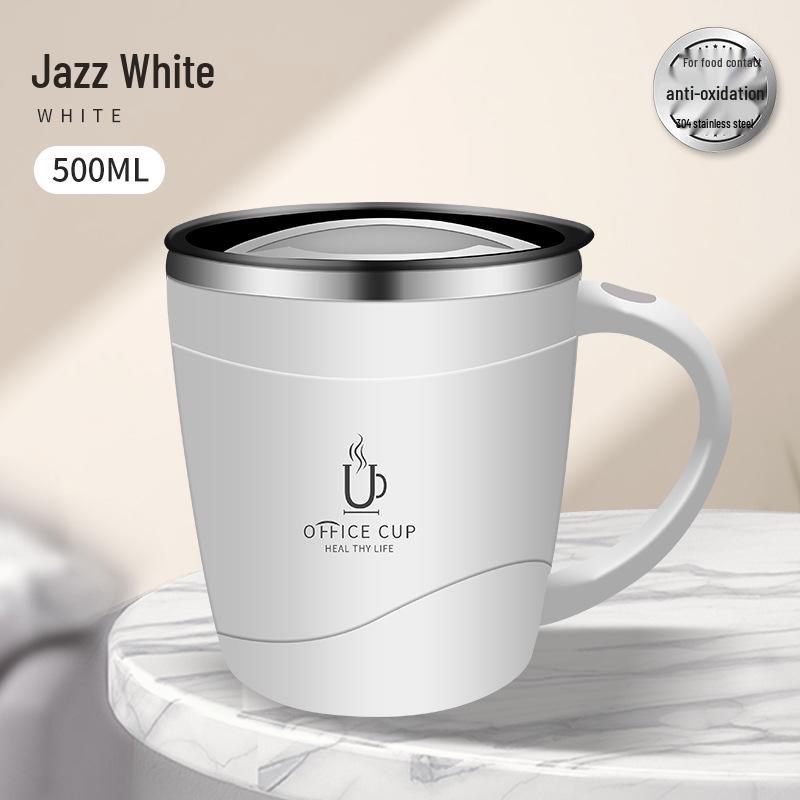 Stainless Steel Double-Layer Coffee Mug with Lid and Handle - Colorful and Portable Travel Mug