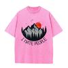 2026 Vintage Mountain Pine Forest Red Sunset Bird Graphic Brown Acid Washed T Shirt Retro Outdoor Funny Slogan Oversized Unisex