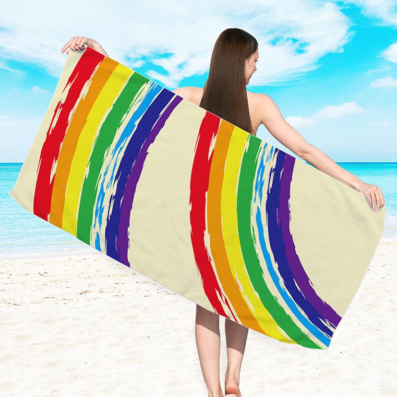 Rainbow Stripe Beach Towel Large Microfiber Quick Dry Sandproof Bath Towel for Swimming Pool Vacation Travel Picnic