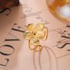 Adjustable Gold Plated Flower Rings for Women Stainless Steel Finger Rings 2026 Trendy Jewelry Anniversary Party Gifts New