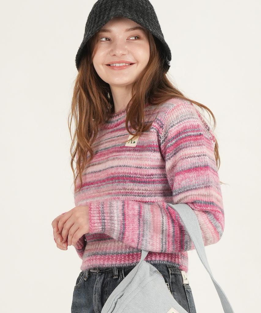 THE-ABON Wool Crop Mix Color Knit Green