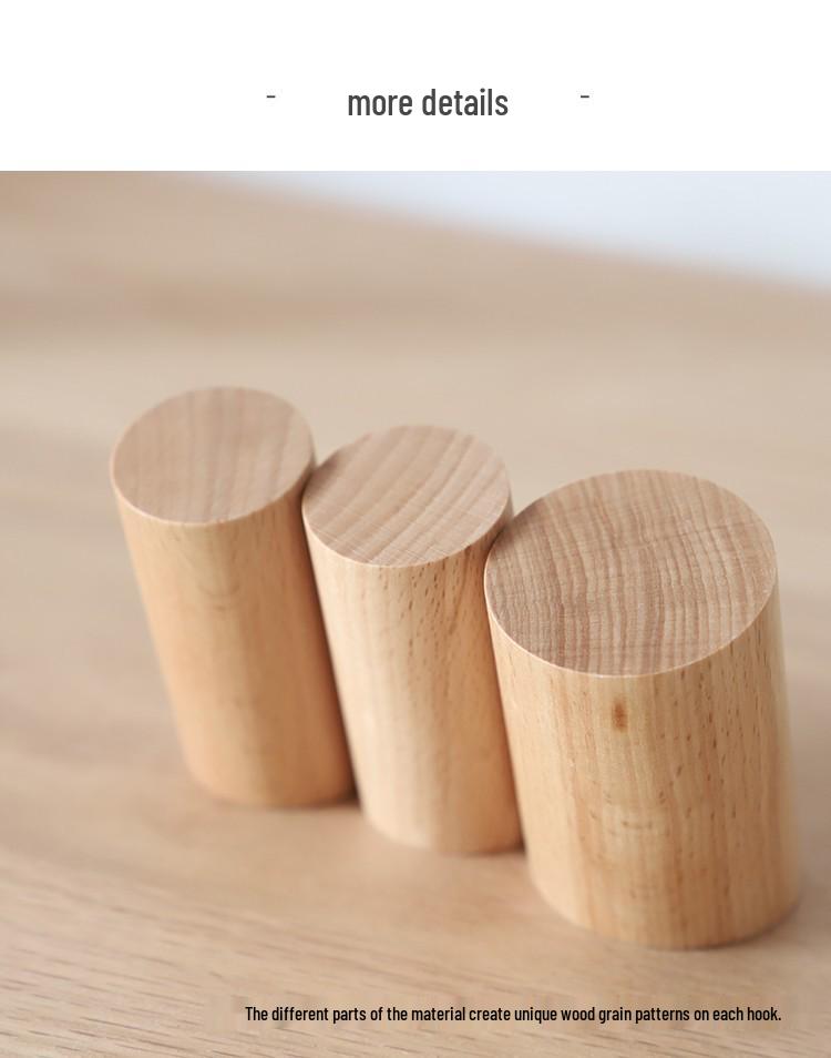 Cylindrical Solid Wood Hook for Entryway, Bathroom, or Kitchen