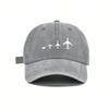 Minimalist Airplane Growth Pattern Vintage Washed Baseball Cap Unisex Adjustable Travel Aviation Hat
