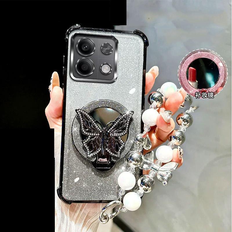 Mirror Shockproof Glitter Magnetic Case for Motorola MOTO Edge 60 50 Edge60 Fusion Pro Neo Butterfly Phone Holder bracelet Cover