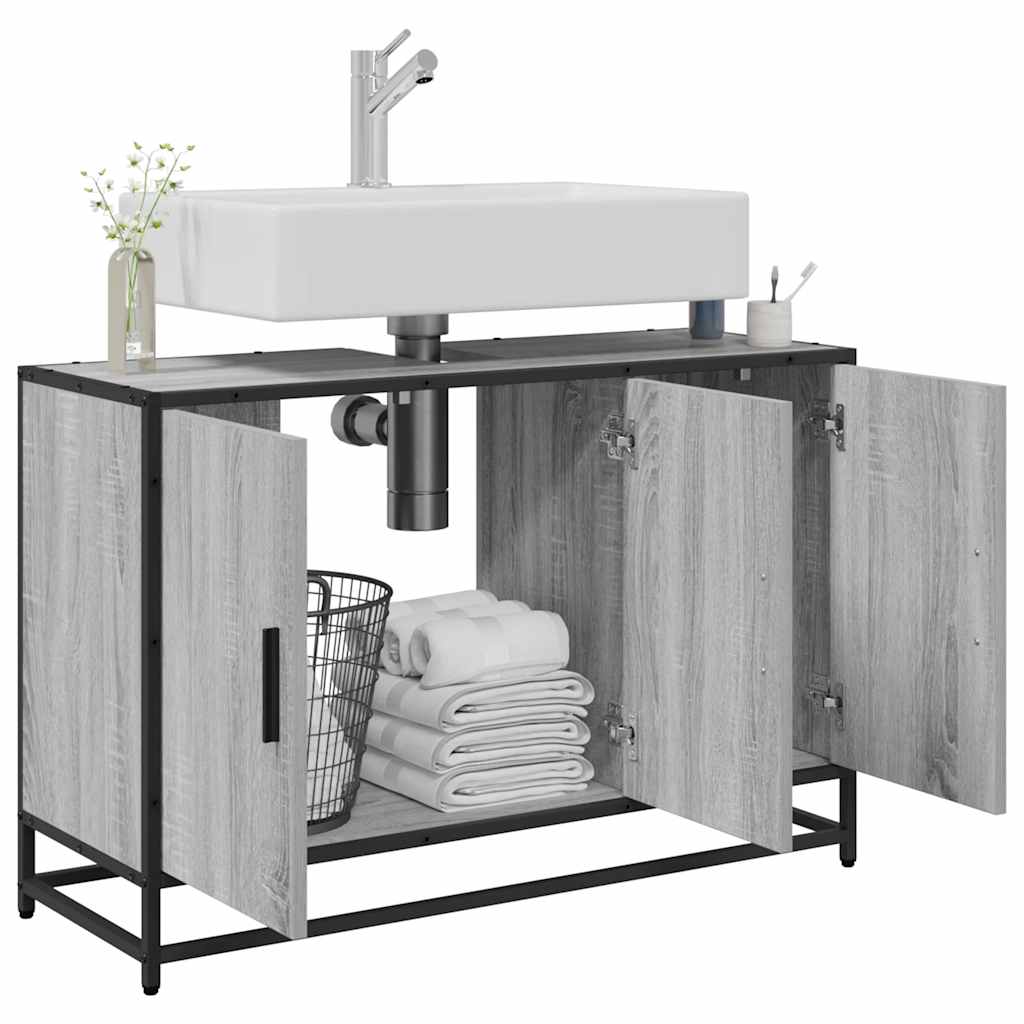 Bathroom Vanity Unit Grey Sonoma 90 X 33 X 60 Cm Particleboard