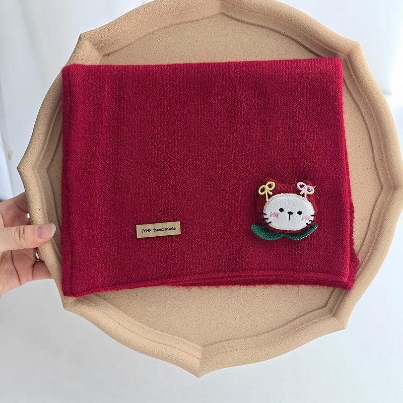 Children's 2025 Winter Red Scarf: Warm, Windproof Neck Gaiter for Girls - Cute and Protective