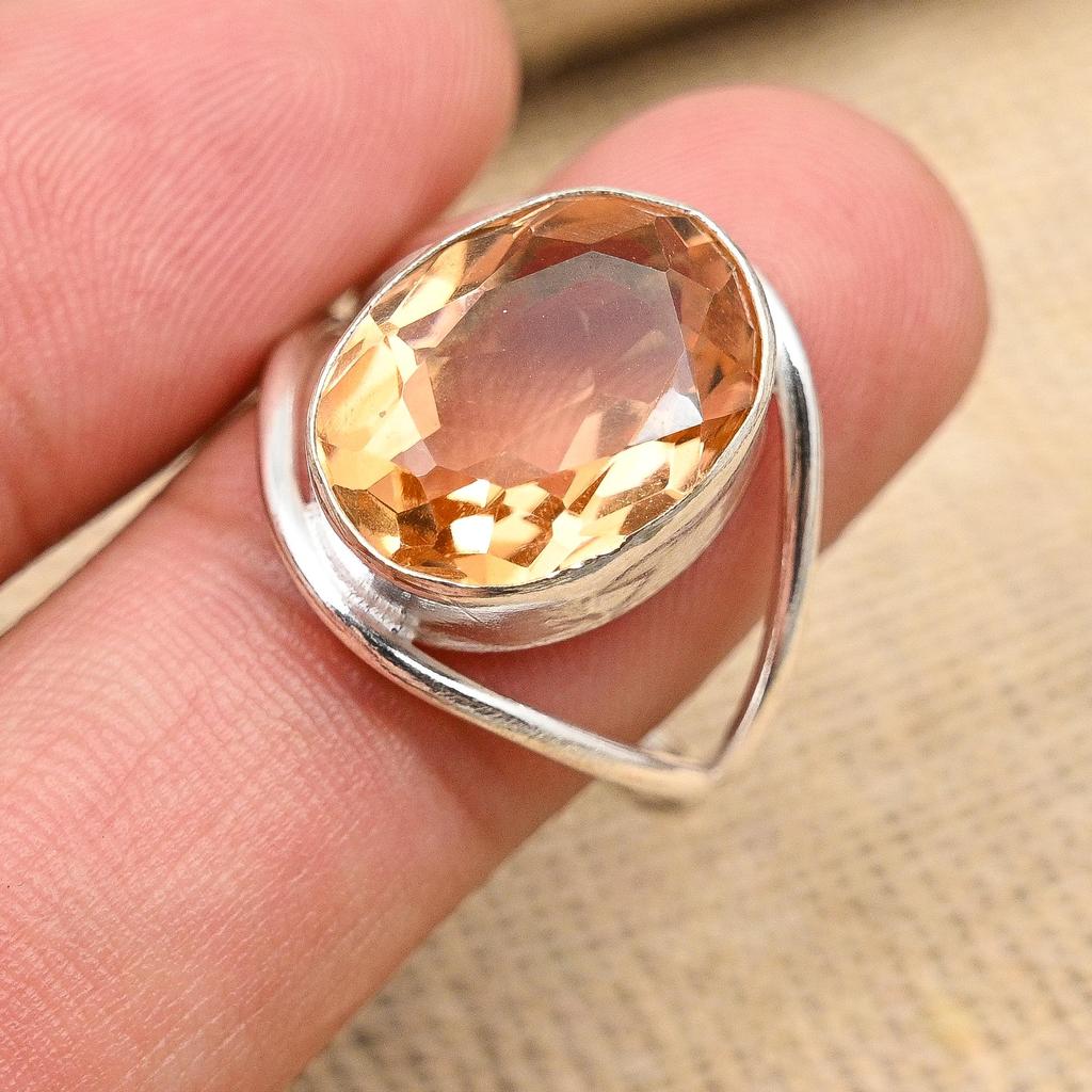 Morganite Gemstone Handmade 925 Sterling Silver Ring Jewelry