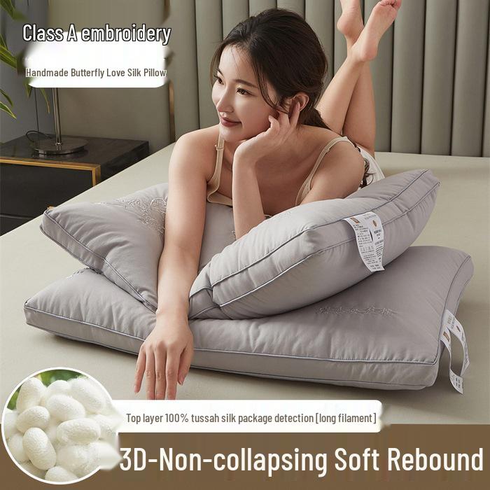 Luxury Silk & Cotton Neck Support Pillow Pair for Home Use