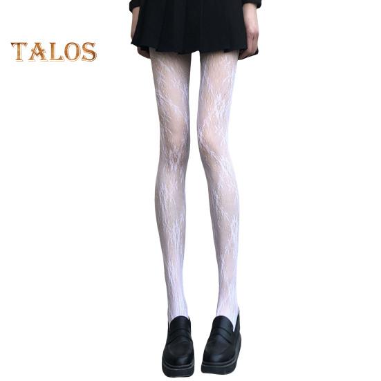 

Женские колготки с кружевом в сеточку, высокая эластичность, с цветочной вышивкой, ультратонкие узкие однотонные колготки в японском стиле, противоскользящие женские длинные бедра JK белый