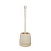 Premium Toilet Brush Set With Stand No Drill Installation Floor Standing 360 Cleaning Plastic Handle White /Gold Plated