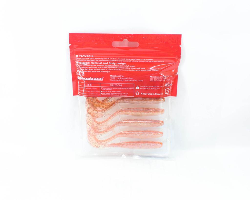 Megabass Soft Lure Kemuri Curly 3.5 Inches Clear Orange Rainbow F (0392)