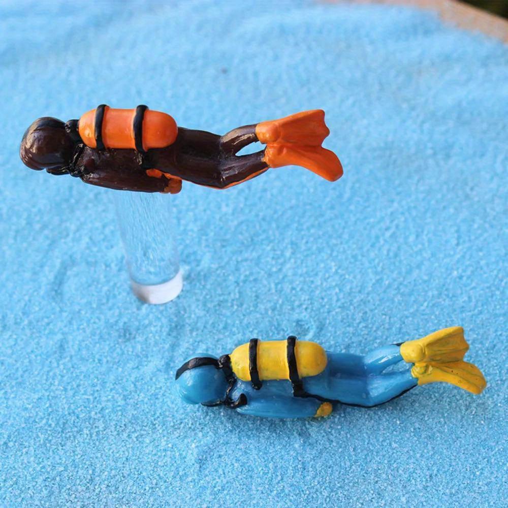 Lcauto Parts Brown 1Pc, Ocean Character Diver Model Treasure Chest Resin Ornament Miniature Oceans Scene Model Figurine Underwater World Sea Explore Divers