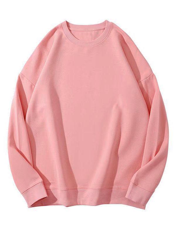 2024 Autumn/Winter Women's Round Neck Loose Plain Long Sleeve Hoodie