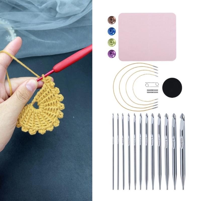 12Pcs Interchangeable Crochet Hook Set 3.0mm-10mm Tunisian Crochet Hook with Cable for Beginner Knitting Weaving Project