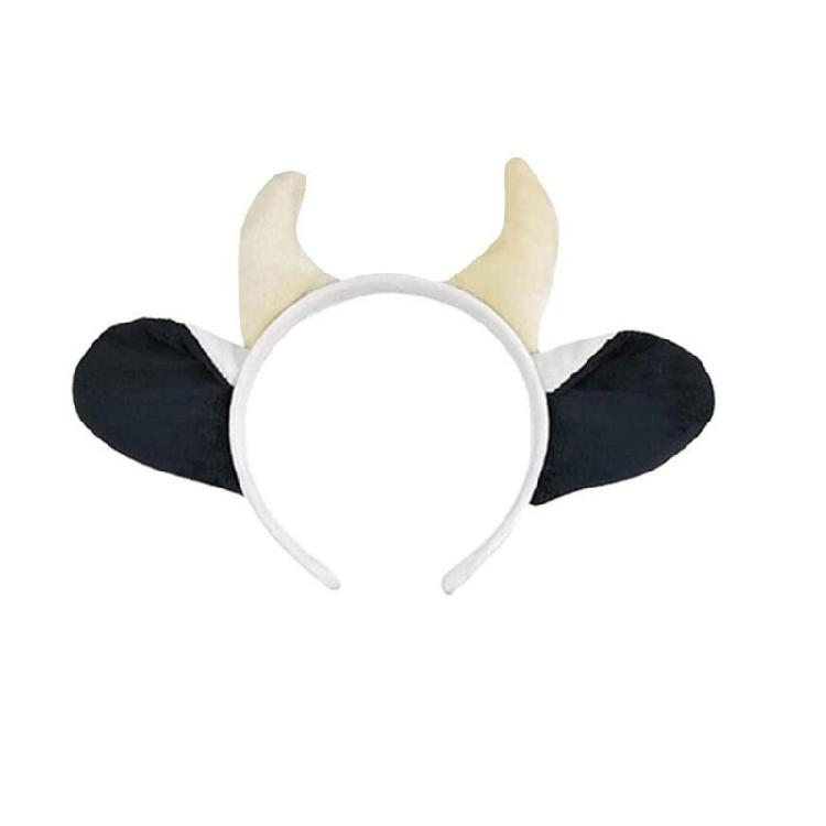 Cow Animal Costume Include Headband Tail Bowtie Nose Skirt Halloween Animal Role Play Outfit Accessory for Kid Adult