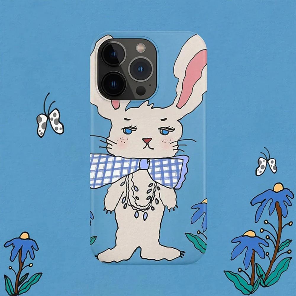 Luxury Clmj Preppy Style Rabbit Phone Case for iPhone 17 16 15 14 13 12 11 Pro Max Plus Air Glossy Film Hard PC Cover