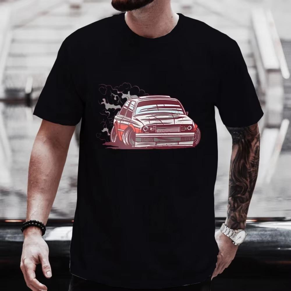 Men's Street T-shirt Car Motorsport Drifting Print Tops Tees Summer T Shirt Stylish Oversized Tee Shirt for Men Tshirt Clothing
