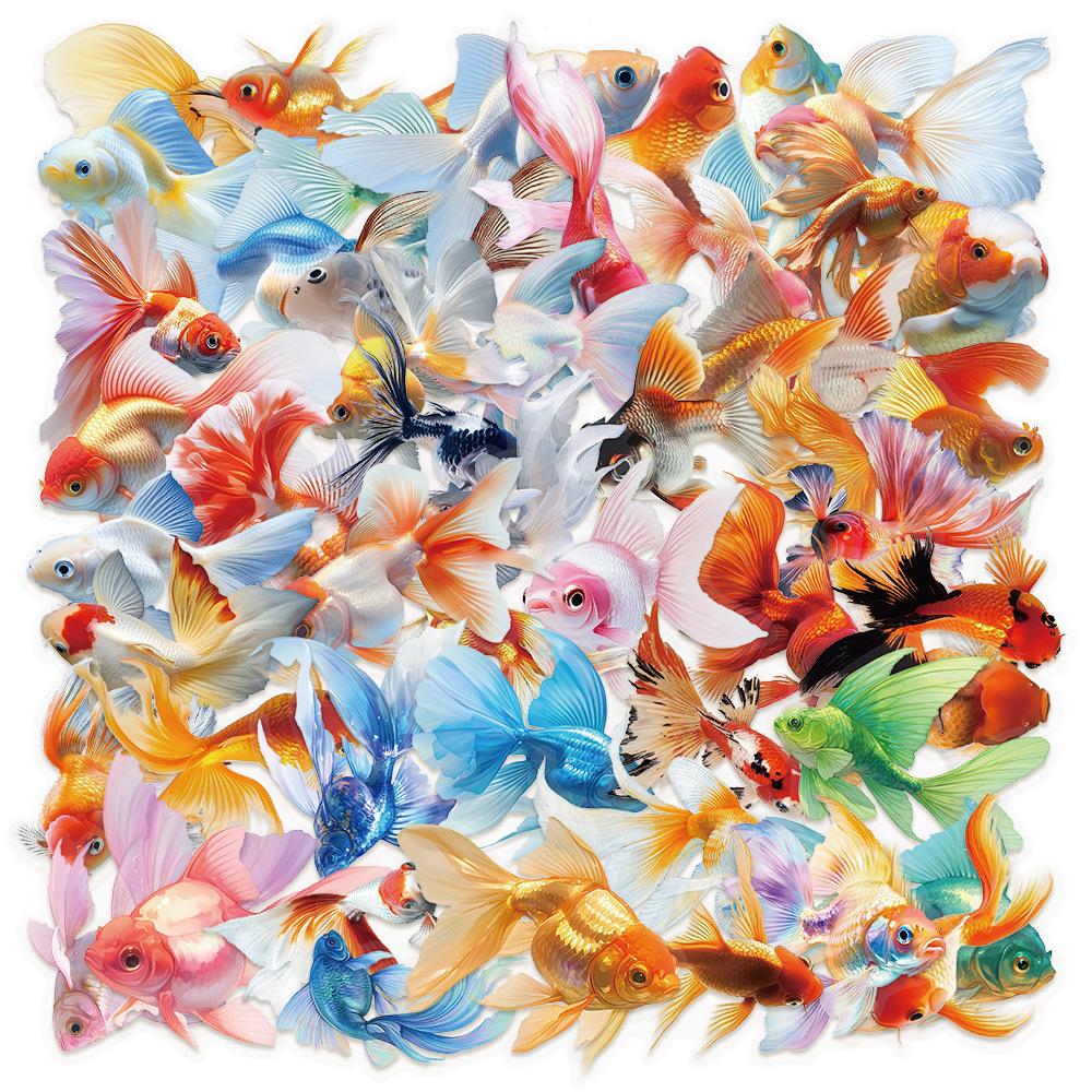 50 Ocean Creatures Fish Stickers - Creative Graffiti, Transparent PET, Waterproof for DIY Journals & Phone Cases